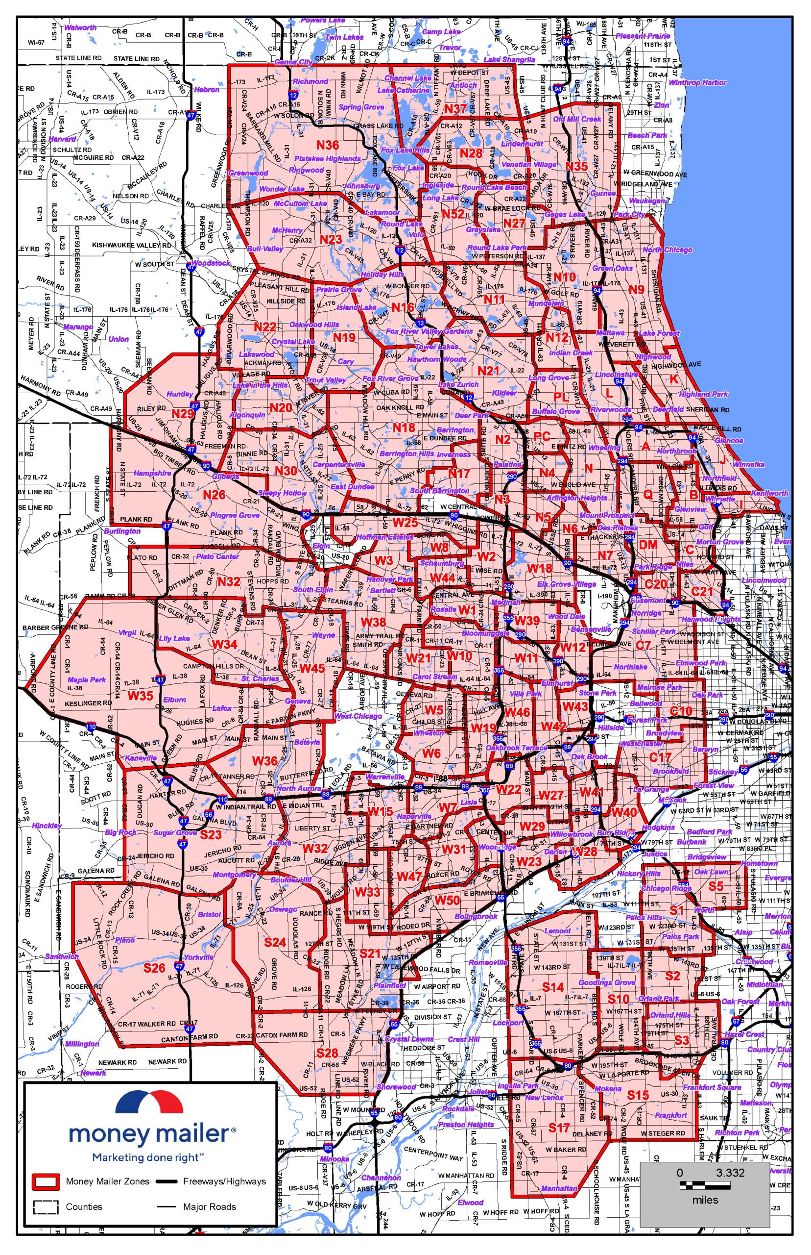 Money Mailer Map of Chicagoland 2023